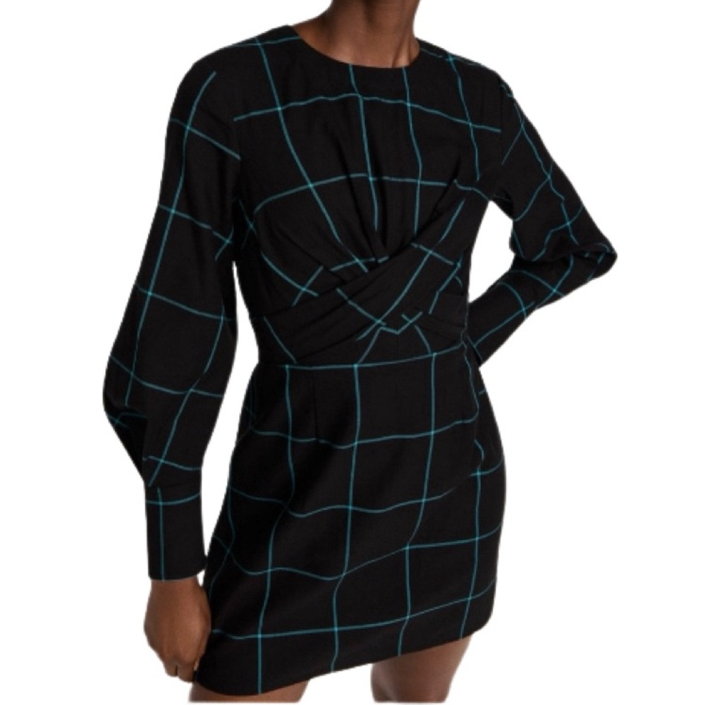 STAUD Mini Crosshill Black Windowpane Dress - Sz M